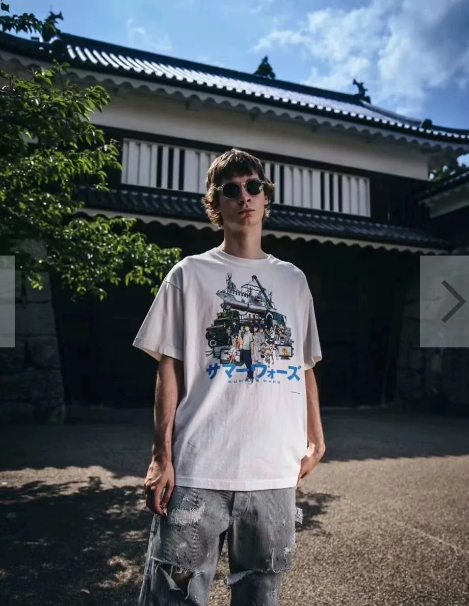 S539# P130 Saint Michael x Summer Wars x GEEKS RULE Summer Wars short-sleeved T-shirt color: white black size: S, M, L, XL